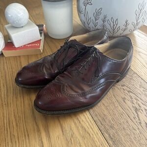 Vtg Stafford Shoes Men's 11 D Executive Wingtip Oxford Burgundy Leather USA MADE